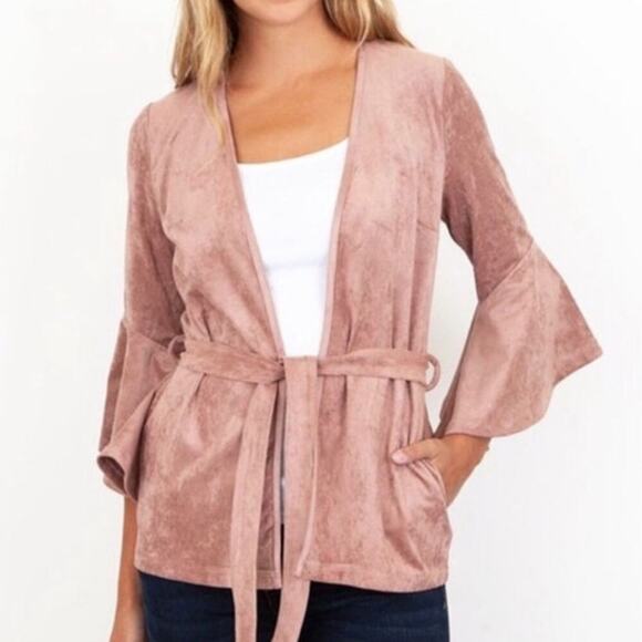Kut From The Kloth Wrap Top Cardigan Bell Sleeve Size Small Suede Feel - Picture 1 of 6